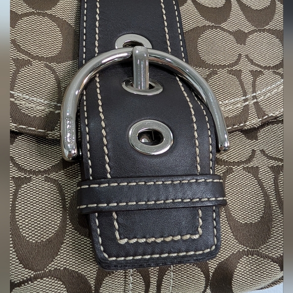 SOLD**Coach Vintage Y2K Signature logo Canvas mini Shoulder Bag - Brown and Tan - Picture 4 of 11